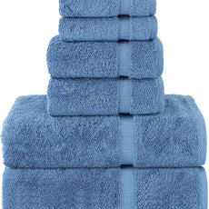 Chakir Turkish Linens Luxury Spa and Hotel Quality Premium Turkish Cotton 6-Piece Towel Set (2 x Bath Towels, 2 x Hand Towels, 2 x Washcloths)
