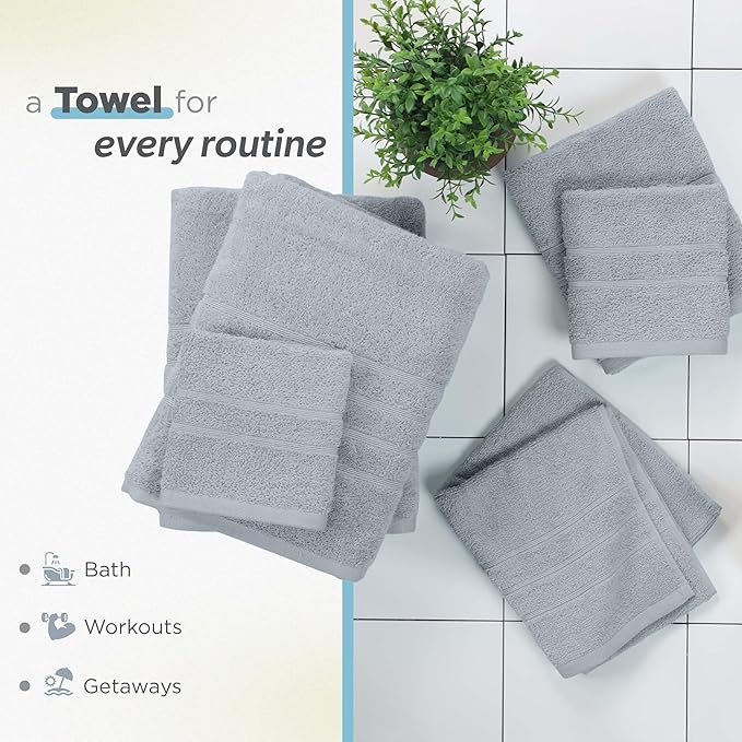 Martex 6-Piece Towel Set – Ultimate Performance – 100% Cotton – 2 Bath Towels – 2 Hand Towels – 2 Wash Cloths – Versatile – Low-Linting – Supersoft & Absorbent Bathroom Set – Easy Care – Spa Blue