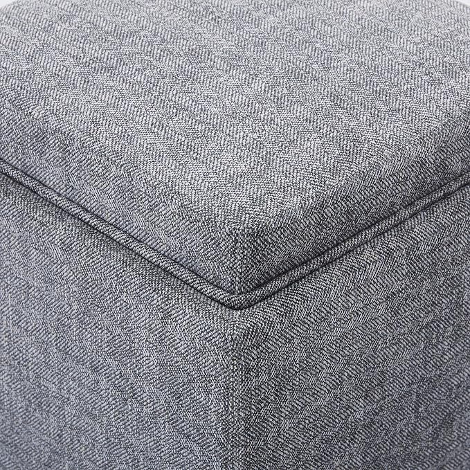 CHITA Storage Ottoman Cube with Tray Lid, Small Footstool with Storage, Square End Table for Living Room and Bedroom, Fabric in Pebble Grey