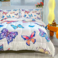 CVHOUSE Butterfly Bedding Set,Butterfly Comforter King,Butterfly Comforter Set for Girls Kids Teens,Butterflies Quilt Set with 1 Comforter and 2 Pillow Cases