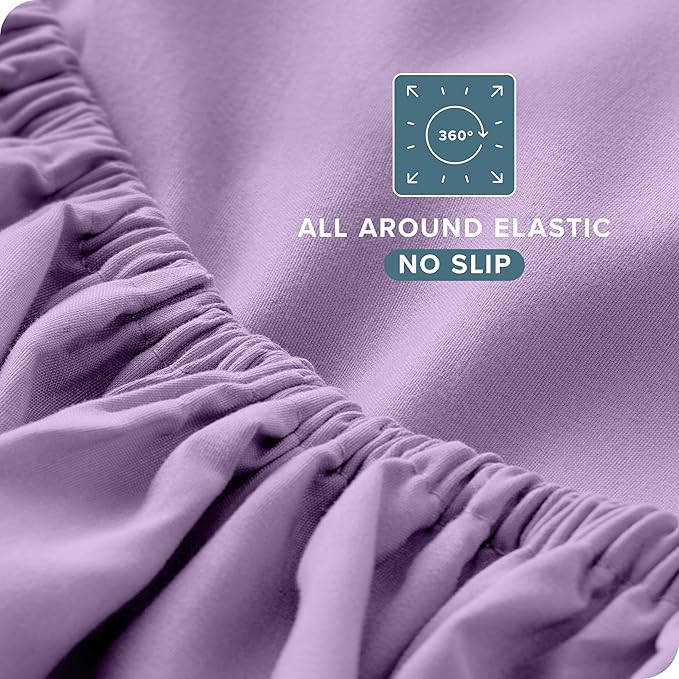 Bare Home Full XL Sheet Set - Luxury 1800 Ultra-Soft Microfiber Full Extra Long Bed Sheets - Double Brushed - Deep Pockets - Easy Fit - 4 Piece Set - Bedding Sheets & Pillowcases (Full XL, Lavender)