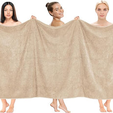 Cotton Paradise 100% Cotton 40x80 Oversized Bath Sheet, Extra Large Turkish Bath Towels for Bathroom, Beige Bathsheet