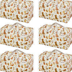 VENO 6 Pack Moving Bags and Large Christmas Decoration Storage Bins with lids. Alternative to Moving Boxes, Packing Supplies for College. Heavy Duty Totes (Holiday Pups, 6 Pack)