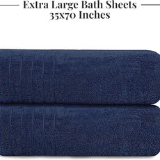 Tens Towels Pack of 2 Extra Large Bath Sheets 35 x 70 Inches, 100% Cotton, Larger & Lighter Weight, Quicker to Dry, Super Soft & Absorbent, Oversized Bath Towels, Navy
