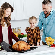 KITCHEN PERFECTION S Silicone Smoker Oven Gloves -Extreme Heat Resistant BBQ Gloves -Handle Hot Food Right on Your Grill Fryer Pit|Waterproof Oven Mitts |Superior Value Set+3 Bonuses