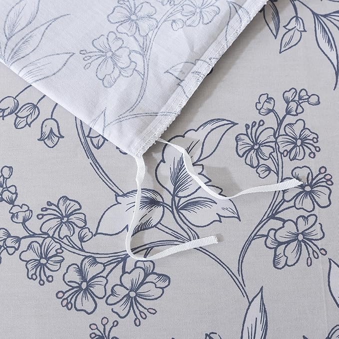 FADFAY Duvet Cover Set Queen Vintage Peony Floral Bedding Shabby Khaki Floral Quilt Cover Set Rustic Farmhouse Bedding 100% Cotton Soft Comforter Cover with Hidden Zipper Closure 3Pcs, Queen Size