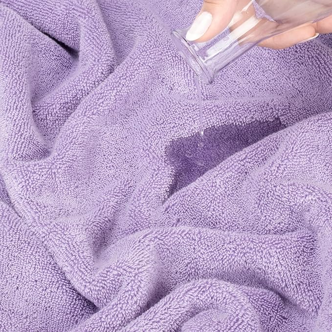 American Soft Linen Salem Turkish Bath Towel Set, 100% Cotton 600 GSM 6 Piece Towels for Bathroom, 2 Bath Towels 2 Hand Towels 2 Washcloths, Lilac