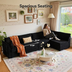 Modular Sectional Sofa,5 Pieces Sectional Couches for Living Room,131X65 L Shaped Cloud Couch with Oversized Convertible Modular Couch for Living Room