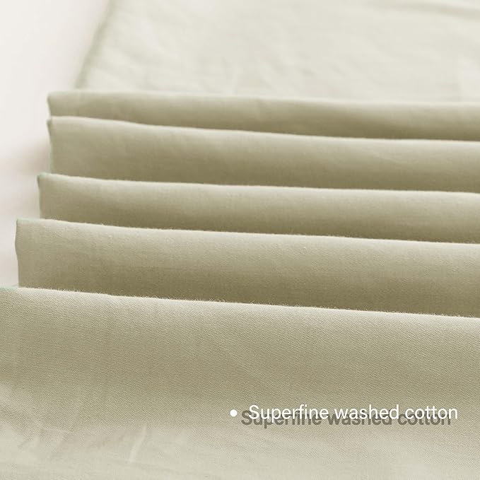 HeimenAogo Egyptian Cotton Duvet Cover Set Queen, Ultra Soft and Breathable Comforter Cover with Zipper Closure, High Thread Count Long Staple Cotton Blanket Cover Pcs 90"×90", Mist