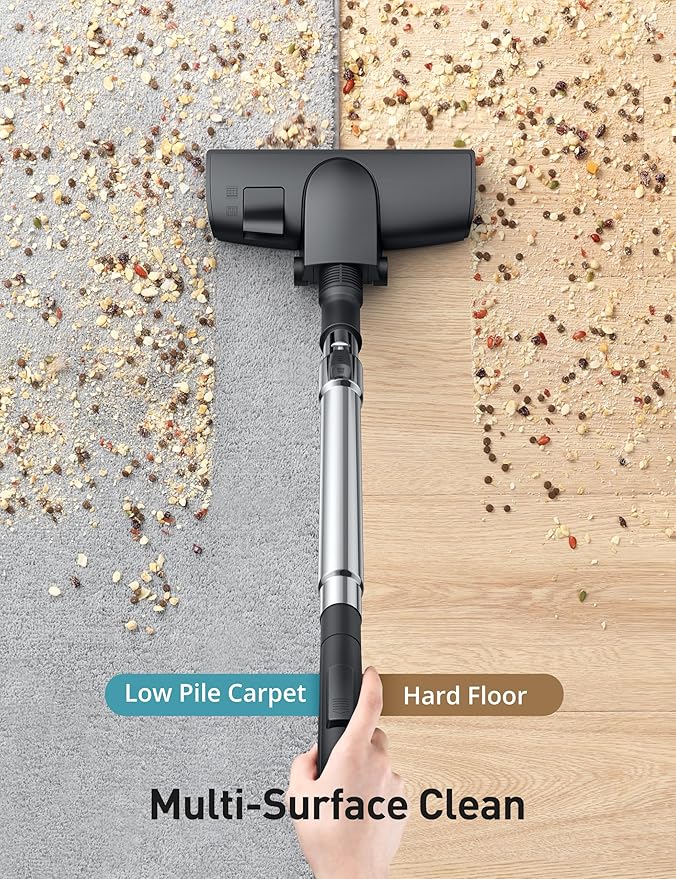 Aspiron Canister Vacuum, Upgraded 1600W Bagless Canister Vacuum Cleaner, Auto Cord Rewind, H13 HEPA Filter, 4Qt Large Capacity, 5 Tools for Hard Floors, Carpet, Pet, Upholstery, Tiles, Indigo