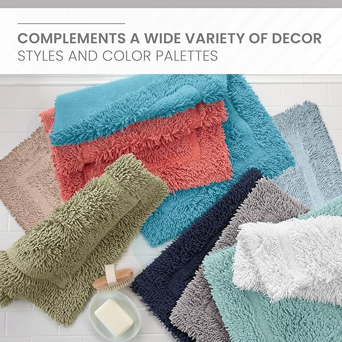 Martex 100% Cotton Ringspun Bath Rug | Super Soft | Super Absorbent | Essential Bathroom Rugs | Non-Slip Bath Mat | Quick Drying Bath Mat | Silver