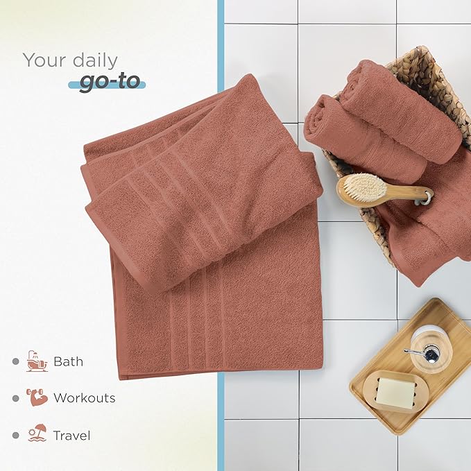Martex 2-Pack Ultimate Performance Bath Sheet Set – 100% Cotton – 33” x 65” – Extra Large Bath Towels – Versatile – Low-Linting – Supersoft Bathroom Set – Super Absorbent – Easy Care – Terracotta