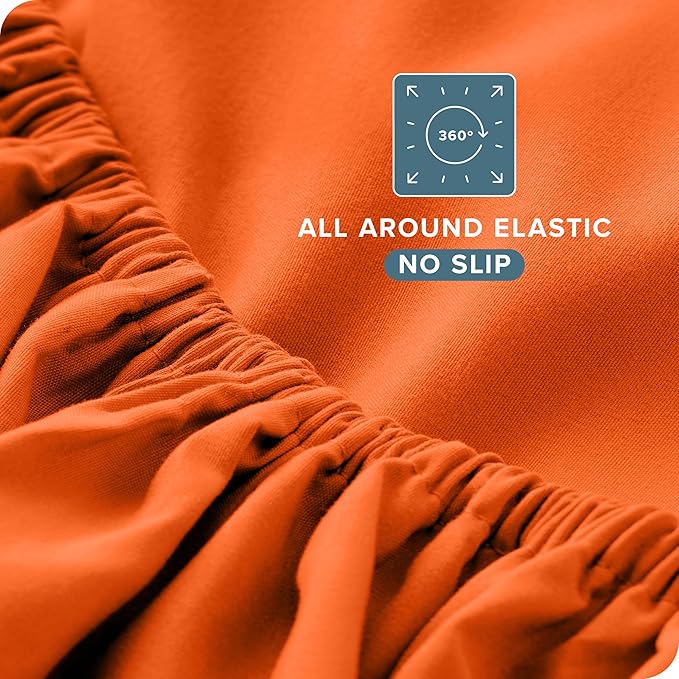 Bare Home Twin XL Sheet Set - College Dorm Size - Luxury 1800 Ultra-Soft Microfiber Twin Extra Long Bed Sheets - Deep Pockets - Easy Fit - Extra Soft - 3 Piece Set - Bed Sheets (Twin XL, Orange) BareHome