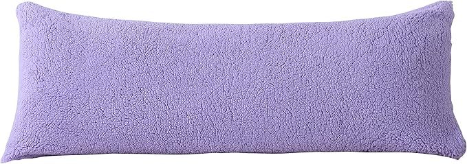 Reafort Ultra Soft Sherpa Body Pillow Cover/Case with Zipper Closure 21"x54" (21"x54" Body Pillow Cover, Lilac)