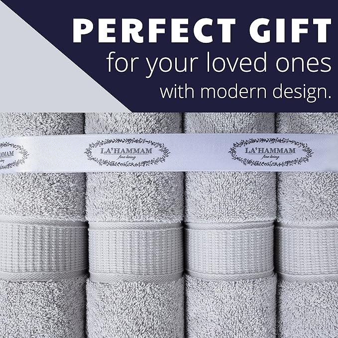Personalized Towels, Hotel & Spa Quality, Super Soft, Highly Absorbent, Bathroom Towel Sets, 100% Turkish Genuine Cotton Monogrammed Towels 2 Piece Hand Towel Set for Face, Dorm, Gym & Spa, Light Grey