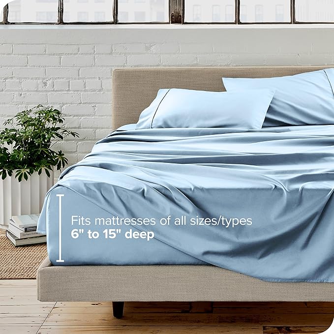 Bare Home Full Sheet Set - Luxury 1800 Ultra-Soft Microfiber Bed Sheets - Double Brushed - Deep Pockets - Easy Fit - 4 Piece Set - Bedding Sheets & Pillowcases (Full, Light Blue) BareHome
