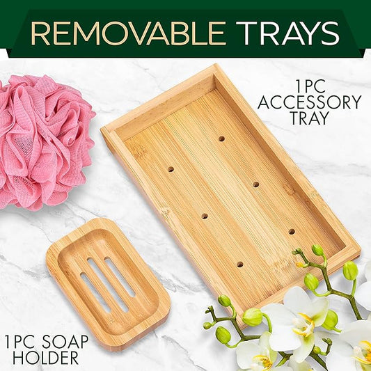 SereneLife Premium Bathtub Tray Caddy with Gift Box and Bow Set, Expandable Bath Tray, Unique House Warming Gifts for Mom, Women, Wedding, Anniversary, Bridal Shower, Fit for All Tub - Classic