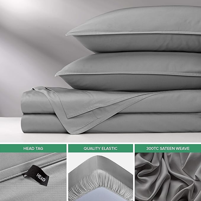 Pure Bamboo Twin Sheets, Genuine 100% Organic Viscose Derived from Bamboo Bed Sheet Set, Luxuriously Soft & Cooling, Double Stitching, 2 Year Quality Promise (Twin, Stone Grey)