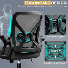 FelixKing Office Chair - Ergonomic Desk Chair Breathable Mesh Task with Wheels and Lumbar Support Home Desk Office Chairs with Flip up Armrest Rolling Swivel for Home Computer Black Pack of 4