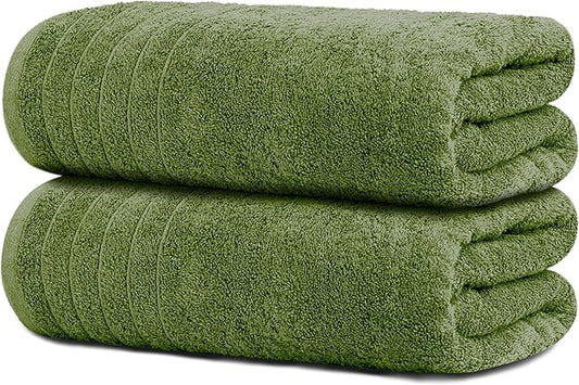 Tens Towels Pack of 2 Extra Large Bath Sheets 35 x 70 Inches, 100% Cotton, Larger & Lighter Weight, Quicker to Dry, Super Soft & Absorbent, Oversized Bath Towels, Green