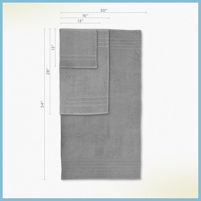 Martex 6-Piece Towel Set – Ultimate Performance – 100% Cotton – 2 Bath Towels – 2 Hand Towels – 2 Wash Cloths – Versatile – Low-Linting – Supersoft & Absorbent Bathroom Set – Easy Care – Monument Gray
