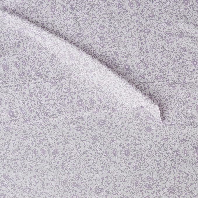 Amazon Basics Lightweight Super Soft Easy Care Microfiber Bed Sheet Set with 14" Deep Pockets - King, Lavender Paisley AmazonBasics
