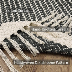 Lahome Boho Bathroom Runner Rug, 2x5 Laundry Room Washable Rugs for Entryway Cotton Grey Area Mat with Tassels, Farmhouse Throw Mats Non Shedding Carpet Runner for Hallway Door