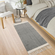 Lahome Boho Bathroom Runner Rug, 2x5 Laundry Room Washable Rugs for Entryway Cotton Grey Area Mat with Tassels, Farmhouse Throw Mats Non Shedding Carpet Runner for Hallway Door