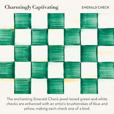 MACKENZIE-CHILDS Enamel Utensil Holder, Kitchen Utensil Holder for Countertop, Green-and-White Emerald Check