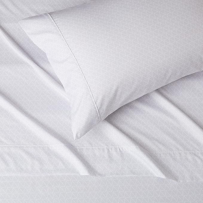 Amazon Basics Lightweight Super Soft Easy Care 3 Piece Microfiber Bed Sheet Set with 14-Inches Deep Pockets - Twin XL, Gray Crosshatch AmazonBasics