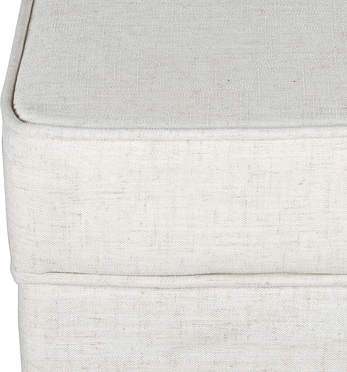 Homepop Home Decor | K7342-F2067 | Classic Square Storage Ottoman with Lift Off Lid | Ottoman with Storage for Living Room & Bedroom, Cream Woven