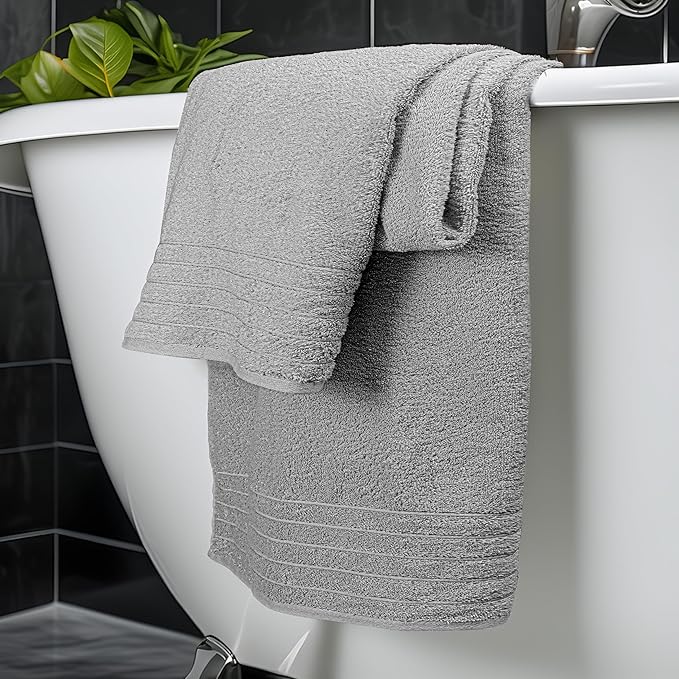 Tens Towels Pack of 2 Extra Large Bath Sheets 35 x 70 Inches, 100% Cotton, Larger & Lighter Weight, Quicker to Dry, Super Soft & Absorbent, Oversized Bath Towels, Cool Grey