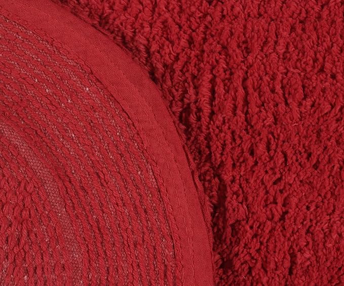 Home Weavers Double Ruffle Collection 100% Cotton Toilet Lid Cover, 18"x18" – Soft, Absorbent & Washable Bathroom Lid Cover with Non-Slip Backing, Red