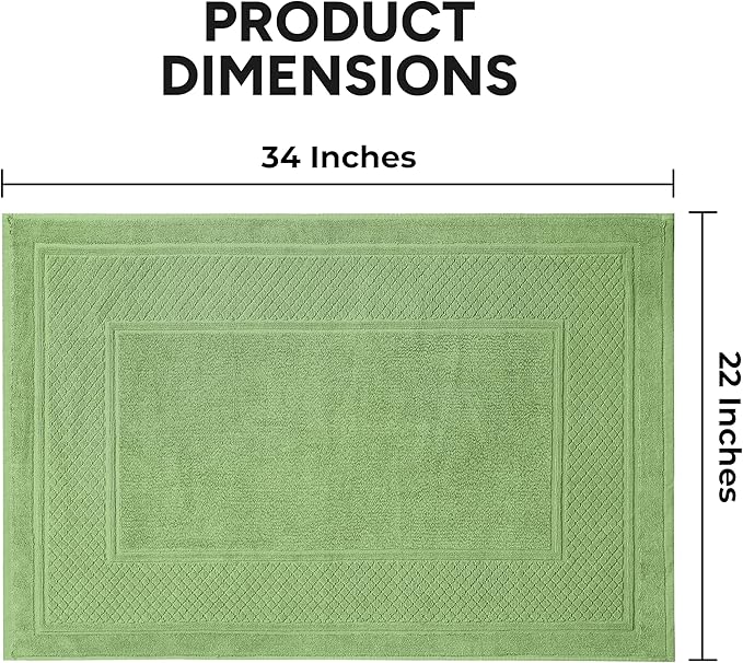 Avalon Towels Sage Green Bath Mat - 100% Cotton Set of 2 Absorbent Bathmat - Bathroom Mats Quick Dry Bath Mats for Bathrooms (22x34 Inches)