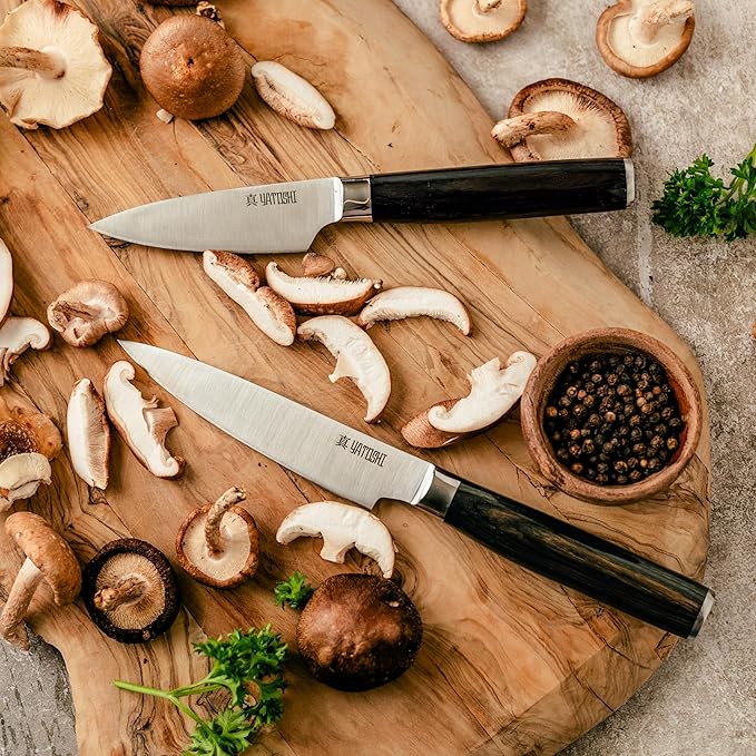 Yatoshi 15 Piece Knife Block Set - Pro Kitchen Knife Set Ultra Sharp High Carbon Stainless Steel with Ergonomic Handle, New