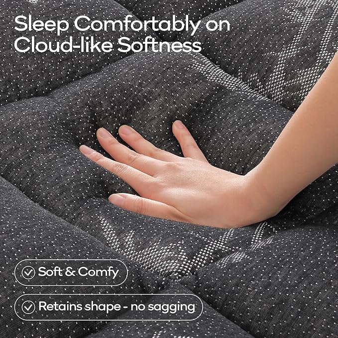 OLANLY Twin Mattress Topper – Viscose Made from Bamboo, Cooling Soft Twin Pillow Top Mattress Pad for Back Pain Relief, Plush Down Alternative Fill Bed Topper with Elastic Deep Pocket, Dark Gray