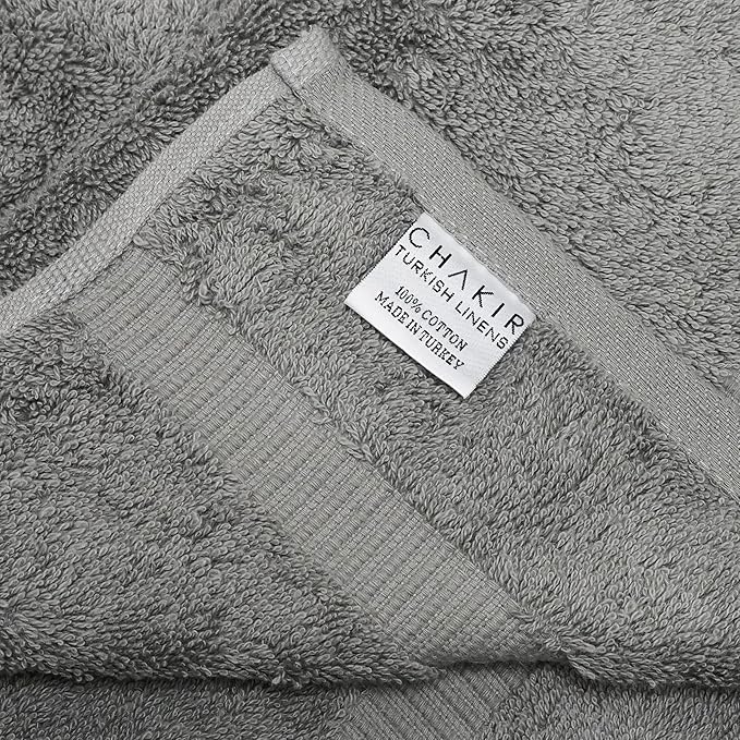 Chakir Turkish Linens 100% Cotton Premium Turkish Towels for Bathroom | 27'' x 54'' (4-Piece Bath Towels - Gray)
