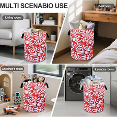 Christmas Candies Laundry Basket Foldable Oxford Cloth Tote Bag Laundry Hamper Clothes Storage Bucket Organizer For Bathroom/Laundry Storage/Bedroom 19.6x15.7 Inch