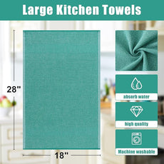 Homaxy Premium Kitchen Towels(18”x 28”, 6 Pack), Large Cotton Kitchen Hand Towels, Flat and Terry Dish Towels, 380 GSM Highly Absorbent Tea Towel Set with Hanging Loop, Green