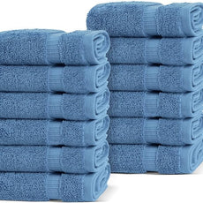 Chakir Turkish Linens | Hotel & Spa Quality 100% Cotton Premium Turkish Towels | Soft & Absorbent (12-Piece Washcloths, Wedgewood)