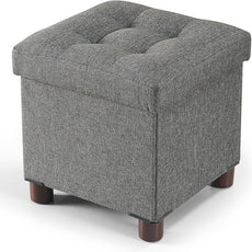 BRIAN & DANY Small Ottoman with Storage, Small Storage Ottoman, Folding Foot Stool with Wood Legs for Living Room and Bedroom Linen Rest Seat, 12.6
