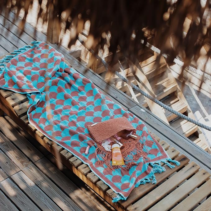 sea me at home 100% Turkish Cotton Bath, Beach, and Pool Towel with Unique Design - 31x62 Inches (Ocean’s Flame)