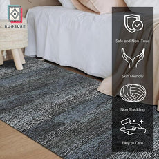 RUGSURE Washable Area Rug - 1/6 Thick - Stain & Water Resistant Non-Slip - Resistant Rug for Living Room, Bedroom, Nursery, Pet & Child Friendly, Vintage Charm Area Rugs (Darkgrey+Bule, 2'6'' x 8')