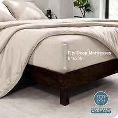 Bare Home Bed-in-A-Bag 7 Piece Comforter & Sheet Set - King - Goose Down Alternative - Ultra-Soft 1800 Premium Bedding Set - Cationic (King, Heathered Pebble)