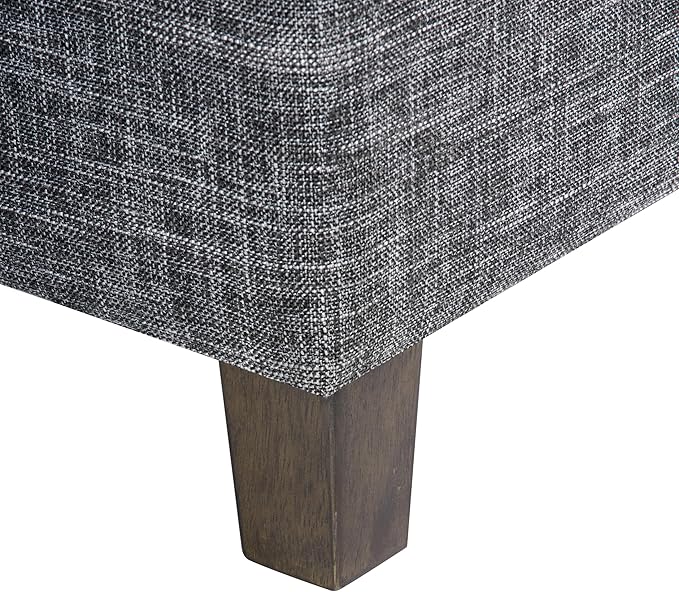 HomePop Home Decor | K7342-F2182 | Classic Square Storage Ottoman with Lift Off Lid | Ottoman with Storage for Living Room & Bedroom, Slate Grey Large