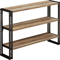 IRONCK Bookshelf Industrial 3 Shelf Bookcase, Wood Storage Shelf with Metal Frame for Living Room, Rustic Brown