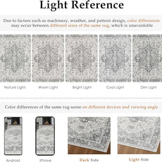 Gray 5x7 Area Rug Washable Vintage Living Room Carpet Non Slip Retro Distressed Low Pile Soft Oriental Medallion Thin Grey Throw Rug for Kitchen Bathroom Office Bedroom Dining Room