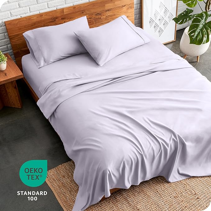 Bare Home Split Head Flex King Sheet Set - 1800 Ultra-Soft Microfiber Bed Sheets - Double Brushed - Deep Pockets - Easy Fit - 4 Piece Set - FlexTop (Split Head Flex King, Light Lavender)