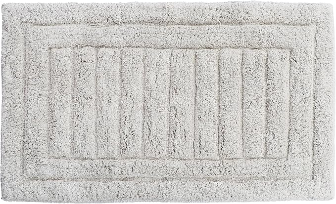 voyzz home Luxurious 100% Cotton Bathroom Rug Mat - Featuring Ultra-Soft Plushness, Non-Slip Design, Thickness, and Washability. Enhancing Home Decor, Bath Mat Measuring 20"x32" Striped Grey.…