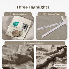 JELLYMONI Cotton Duvet Cover Queen Size - Taupe Comforter Cover with Button 100% Washed Cotton 3PCS Breathable Soft Solid Bedding Set Duvet Cover 90×90in & 2 Pillowcases (NO Comforter)